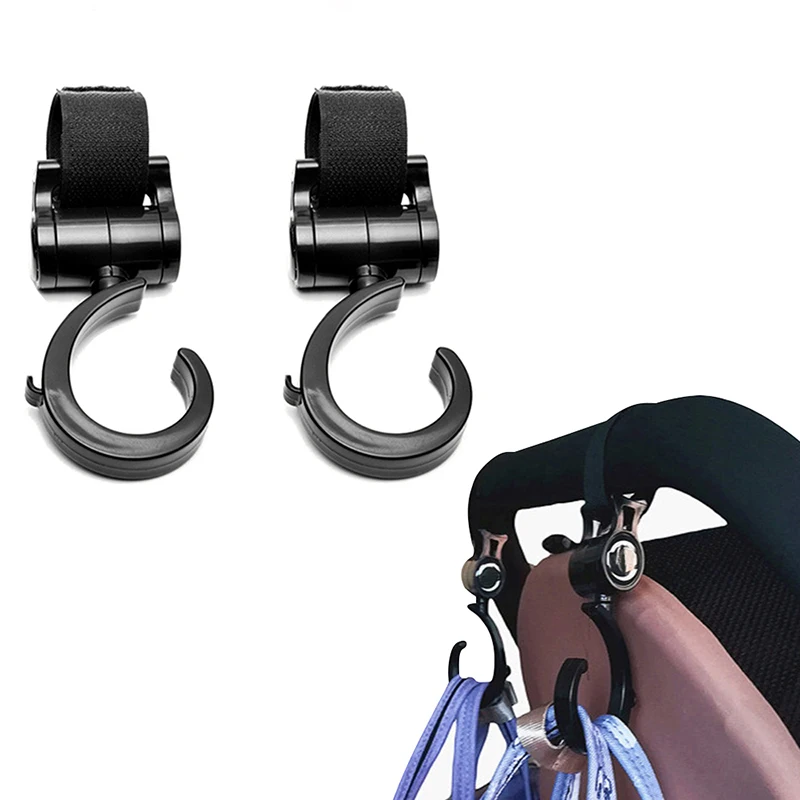 

1/2pcs Baby Stroller Hook Pram Rotate 360 Degree Rotatable Velcro Cart Organizer Pram Hook Stroller Accessories
