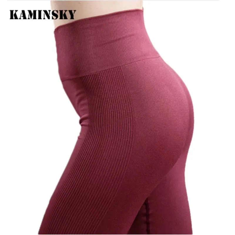 Однотонные бесшовные леггинсы Kaminsky с высокой талией женские эластичные