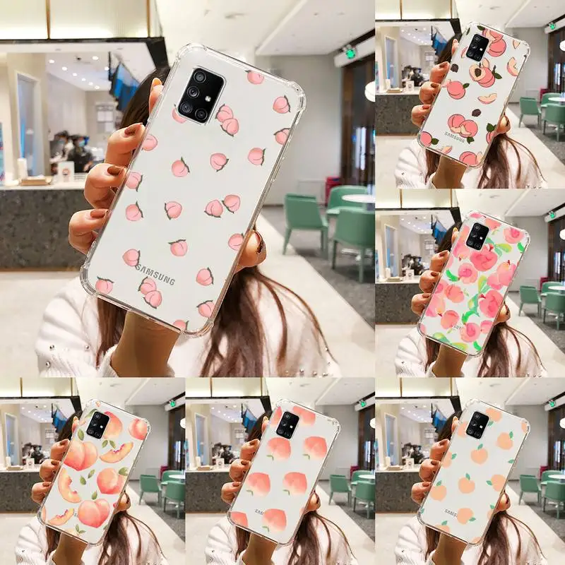 

peach Phone Case Transparent For Samsung A51 A50 A71 A70 A81 M60S Note S21 S 20 10 9 8 11 E Plus Ultra