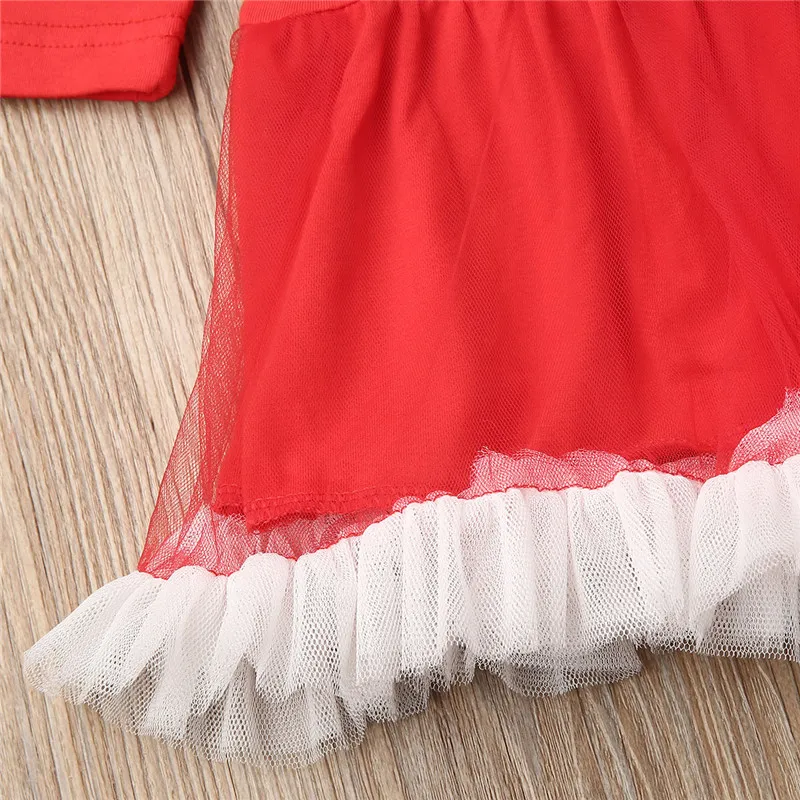 Рождественская Одежда для маленьких девочек Вечерние фатиновые платья с круглым