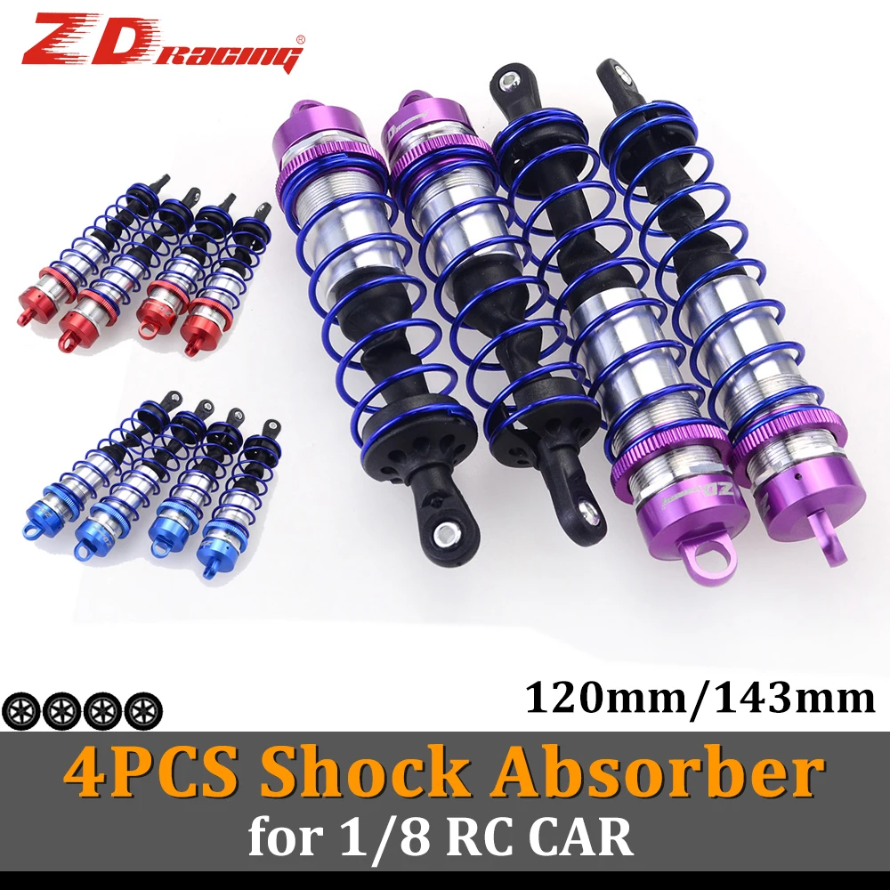 Surpass Hobby ZD-amortiguador de Metal lleno de aceite, 120mm, 143mm, para coche de control remoto 1/8, HSP Racing, HPI, Traxxas, Wltoys, 4 Uds.-0