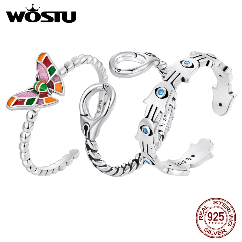 Женские открытые кольца в виде бабочки из серебра 925 пробы | Украшения и