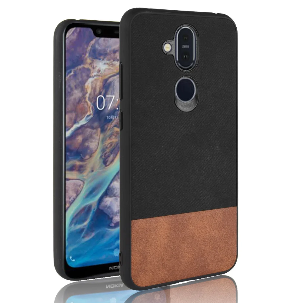 Чехол для Nokia 8 1 роскошный джинсовый узор ткань из искусственной кожи жесткий