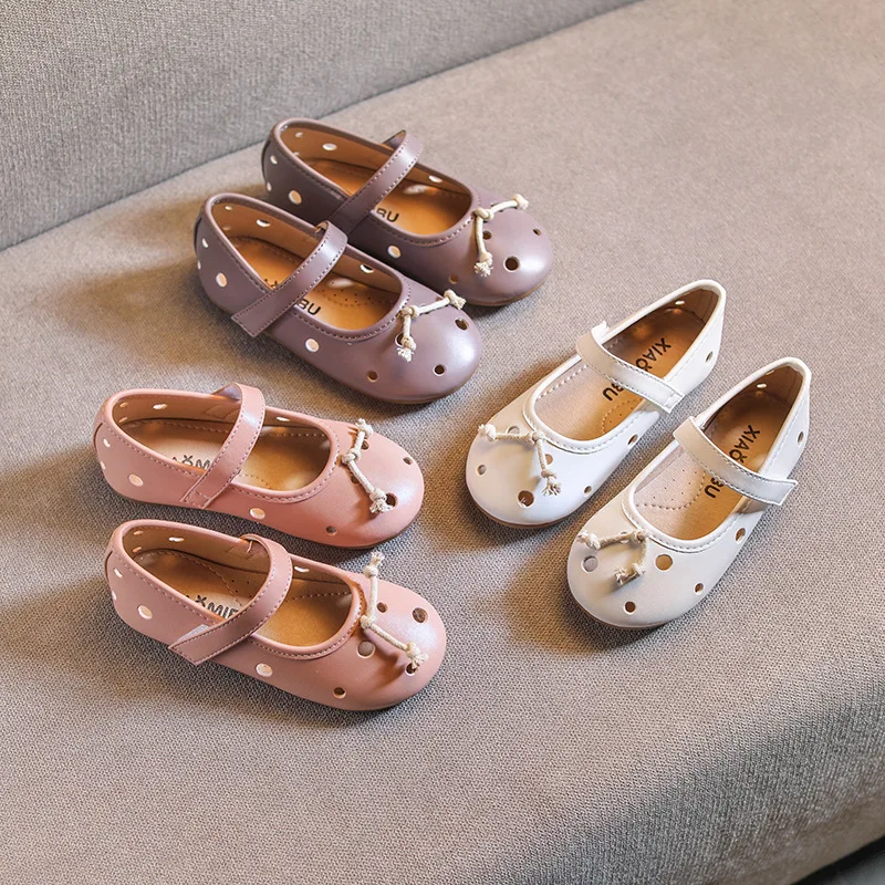 Весенняя детская обувь принцессы Обувь из искусственной кожи на плоской подошве