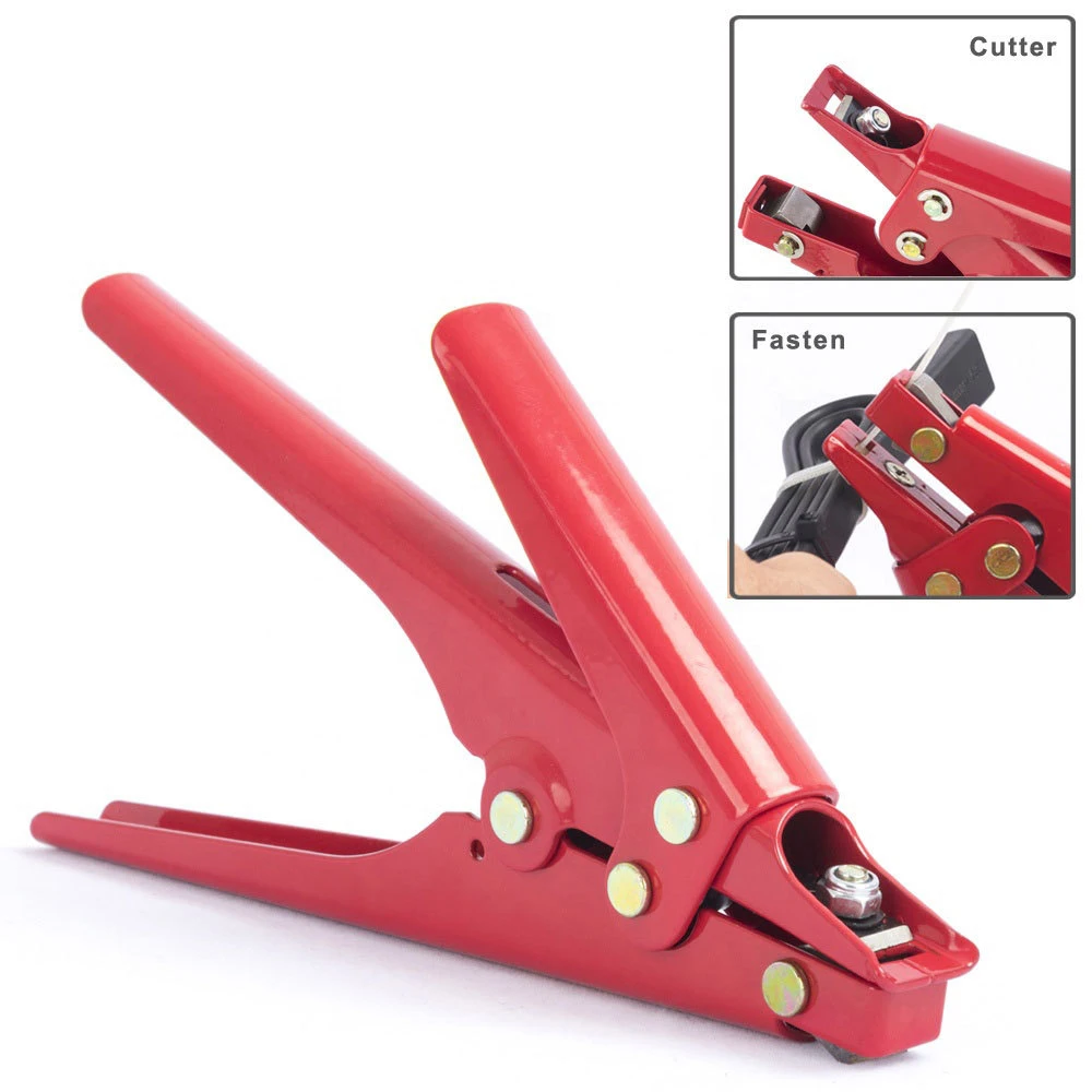 2.4-9.0mm Automatic Tension Nylon Zip Cable Tie Pliers Fastening High Carbon Steel Clamp Gun Tool Fastening Strapping Cutting Ga