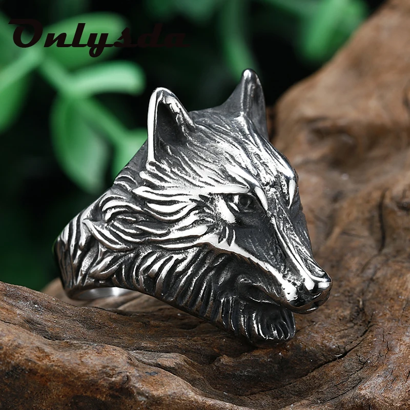 Stainless Steel Hight Quality Wild Wolf Head Biker Rings Mens Fashion Animal Viking Jewelry Cool Stuff Vintage Style Man Anel | Украшения и
