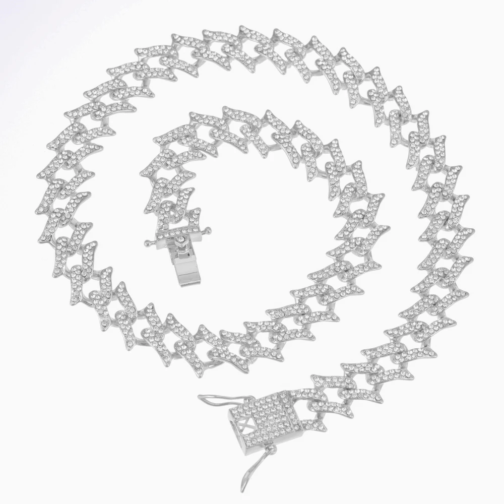 Браслет мужской из кубинской цепи Майами сверкающая цепь с зубцами полностью