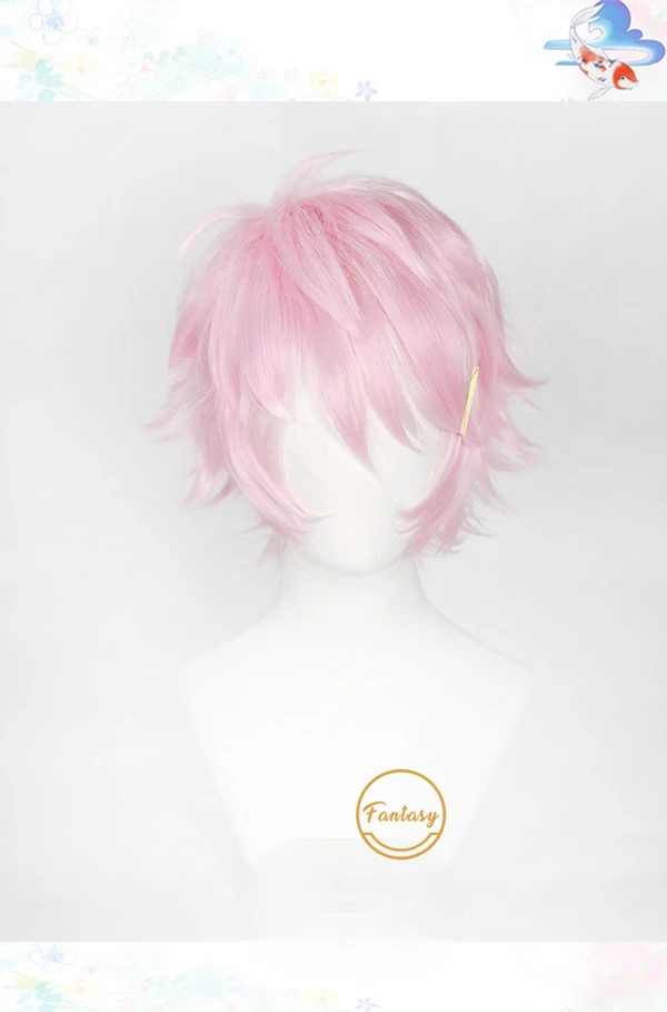 Парик для косплея Akimitsu Mochizuki из аниме ведущие звезды короткий розовый