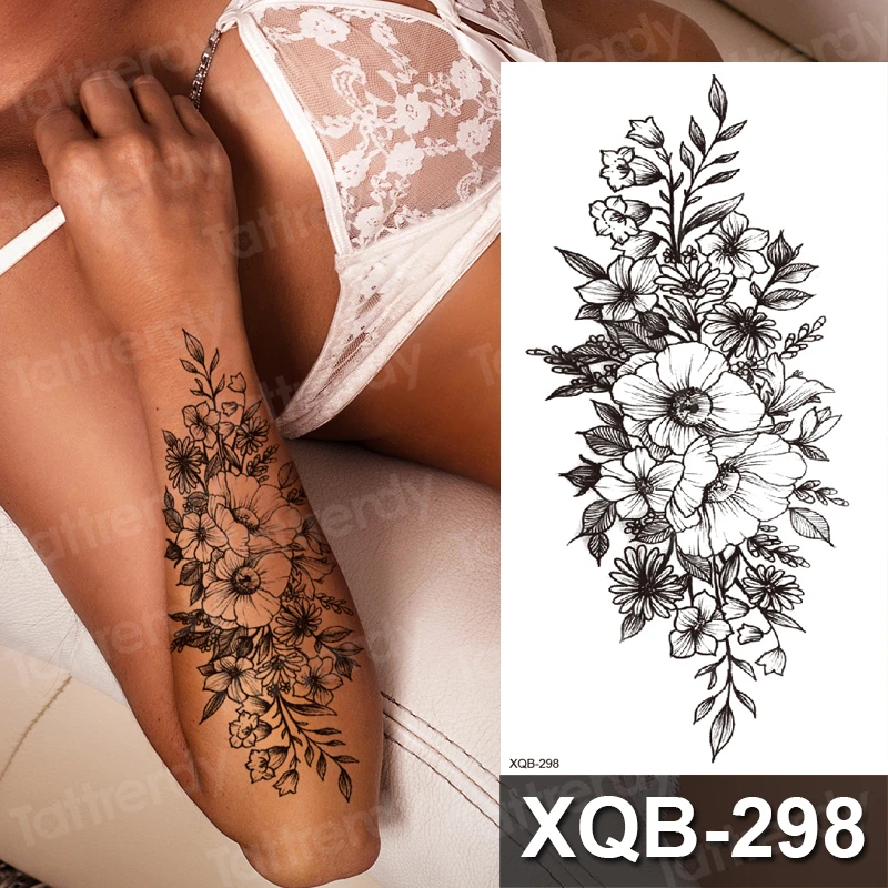 

Реалистичные черные розы, временные искусственные татуировки водонепроницаемые тату боди-арт, рука, нога, цветочный пион, кровь, татуировки...