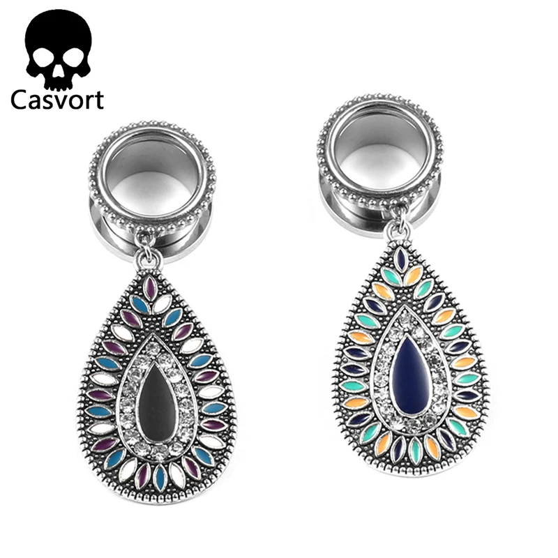 Casvort новые спиральные длинные в форме слезы беруши пирсинг ювелирные изделия для тела из нержавеющей стали ушные Датчики Тоннели носилки