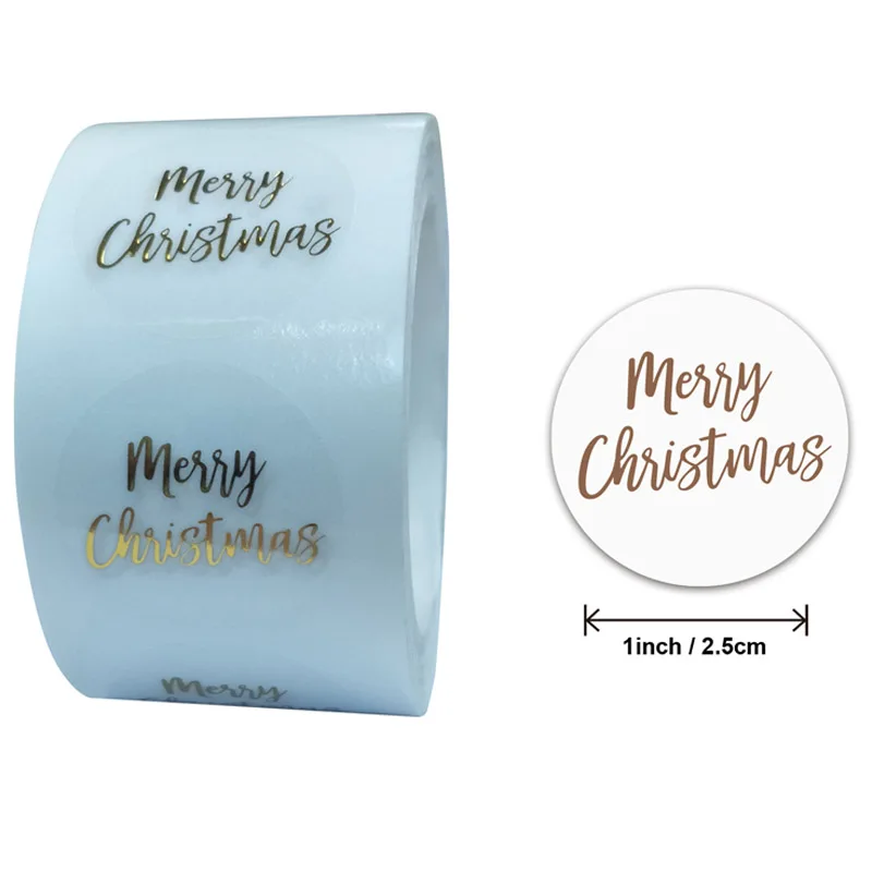 50pcs Round Clear Merry Christmas Stickers Thank You Card Box Package Label Sealing Stickers Wedding Decor Stationery Sticker