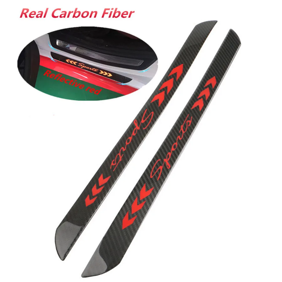 

2Pcs Car Door sill Plates Protectors Sticker Real Carbon Fiber Prevents Scratches 580mmx38mm