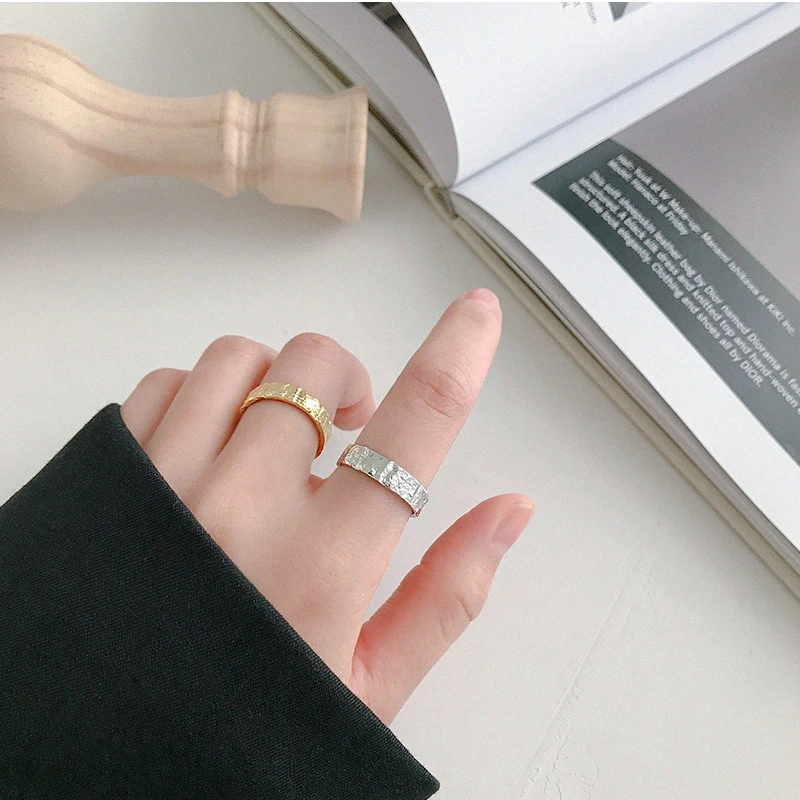 GHIDBK S925 серебра ручной работы кованые кольца 2 3 мм 5 9 4 широкий Открытое кольцо Для