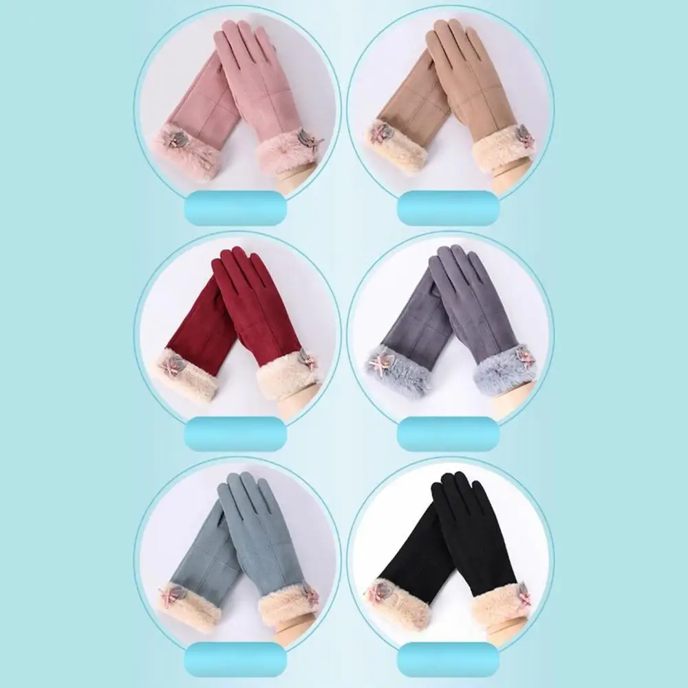 

Female Gloves Winter Outdoors Cold Proof Touch Screen Gloves Plush Keep Warm Windproof Cotton Gloves