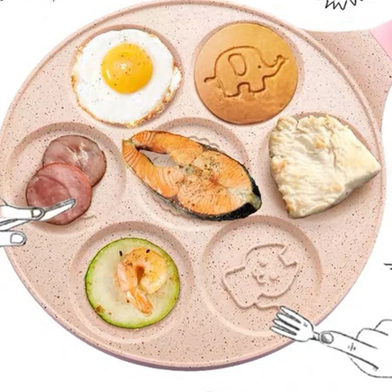 

Animal Face Pancake Pan Fun 7 Holes Pancake Omelette Pan Non Stick Coating Pancake Pan Multifunction Breakfast Pot Waffle Baking