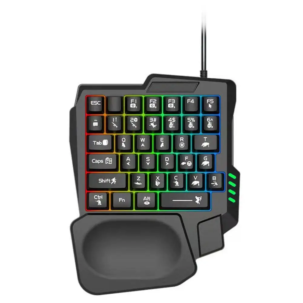 One Handed Gaming Keyboard Mini Gaming Keyboard Half Keyboard Gaming RGB Gaming Keyboard With 35 Keys Portable Keyboard For Ga