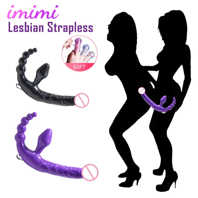 Двойной фаллоимитатор для лесбиянок страпон Вибраторы пар вибрирующий клитора