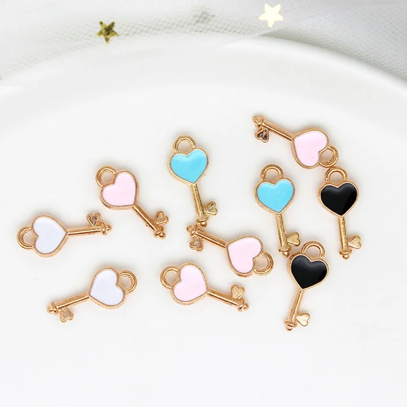 подвески для украшений 10 шт. 16 * 7 мм в форме сердца эмаль ключей кулон сделай сам