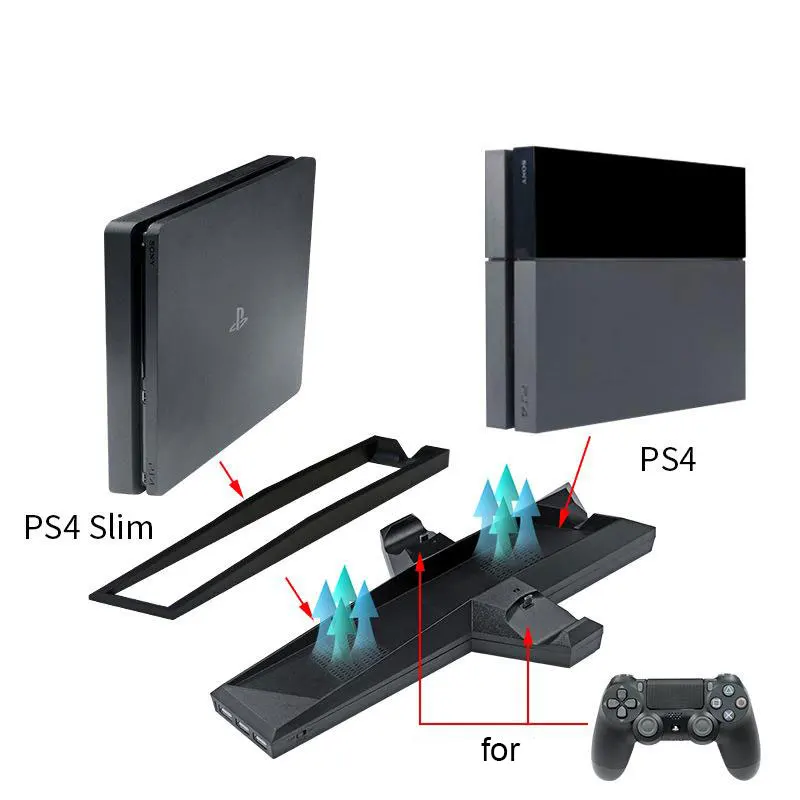 Вертикальная подставка для PS4/PS4 Slim с охлаждающим вентилятором зарядная станция