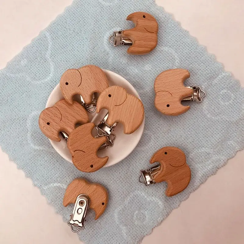 

8 Pcs Wooden Pacifier Clips Baby Teether Safety Clasp Holder DIY Nipple Chain Toys Accessories