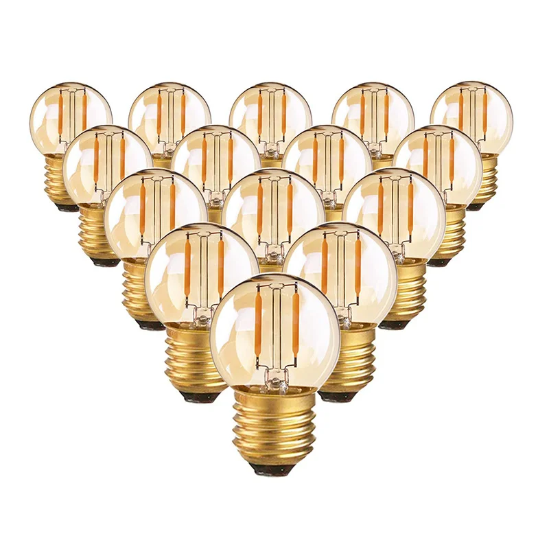 

G40 LED Filament Mini Globe Light Bulb 1W Gold Warm White 2200K Amber Class 110-220V E27 Candelabra Bulb for Outdoor Living Room