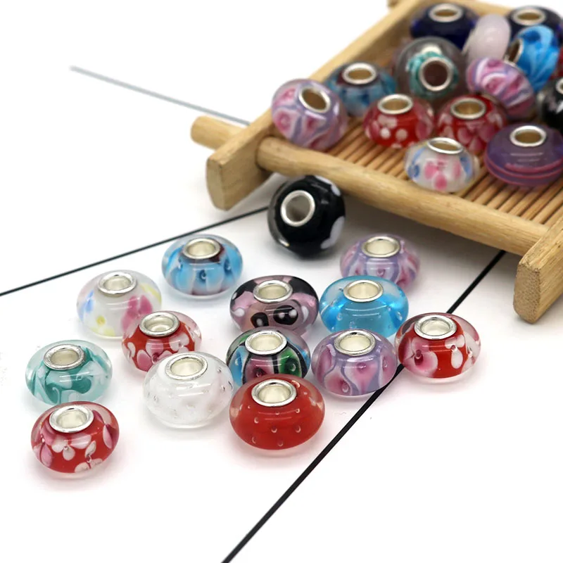 Макропористые бусины сделай сам 5 шт. 8*14 мм смешанные цвета из муранского стекла с