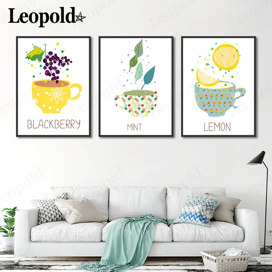 

Modern Fruit Canvas Poster Creative Orange Grape Fresh Painting Wall Art Nordic Home Restaurant Decoration