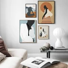 Винтажная картина с абстрактным подсолнухом для девочек, Скандинавия, постер, Настенная картина для гостиной, домашний декор