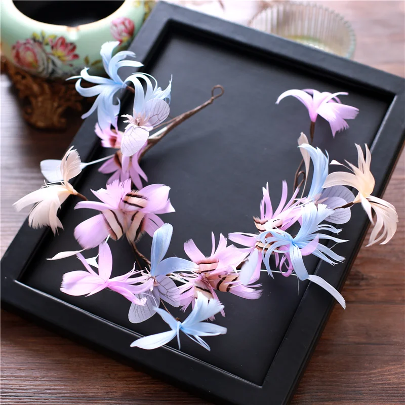 Супер сказочные синие фиолетовые розовые перья цветок ручной работы фотообои