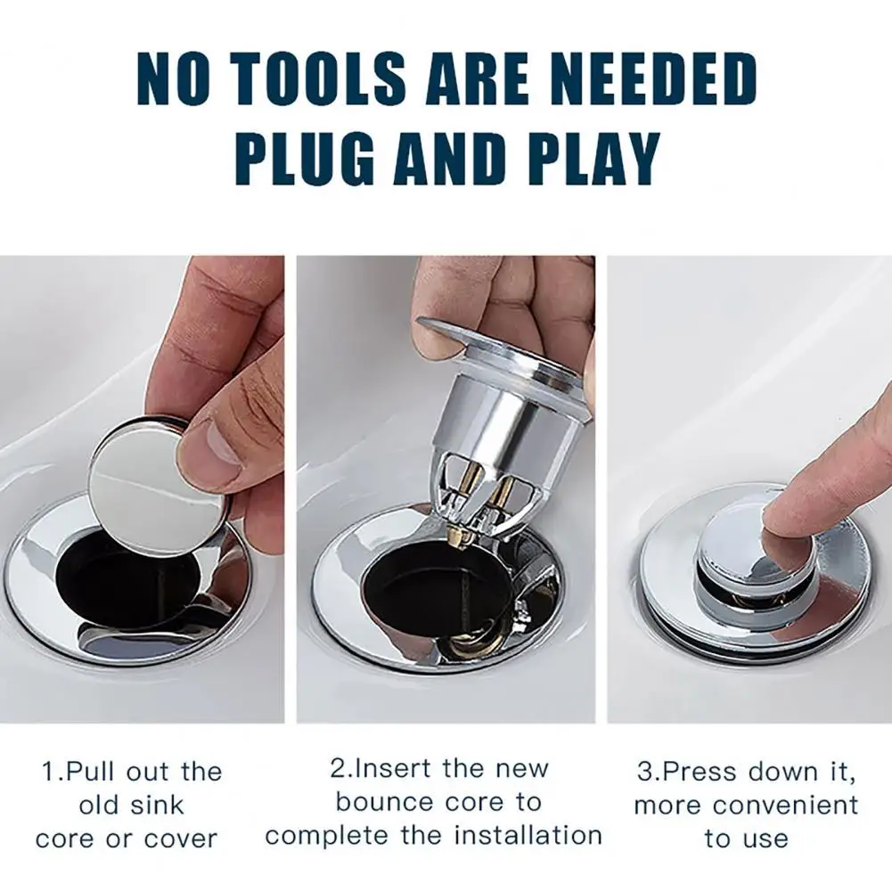 

Sturdy Practical Wash Basin Draining Filter Silver Color Drain Stopper Simple Installation for Bathroom