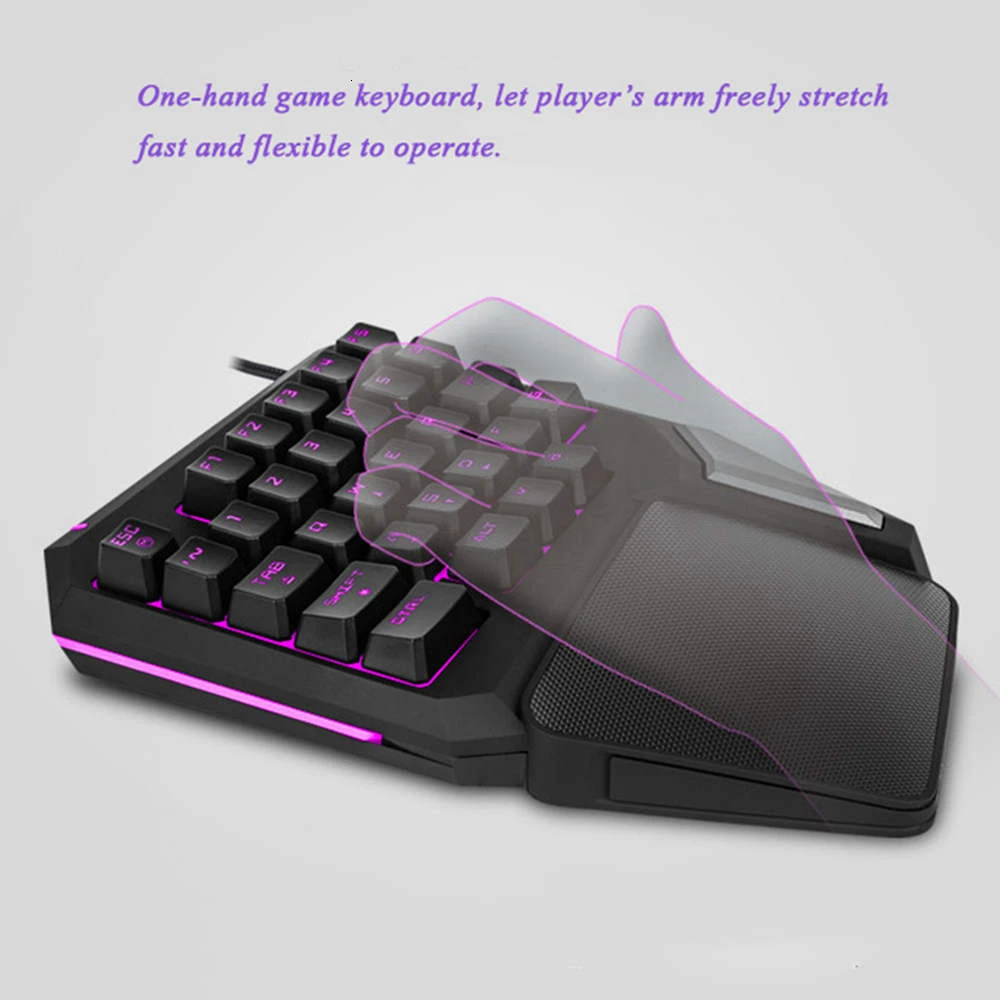 Delux T9 игровая клавиатура эргономичная с одной рукой 29 клавиш подсветкой RGB ПК