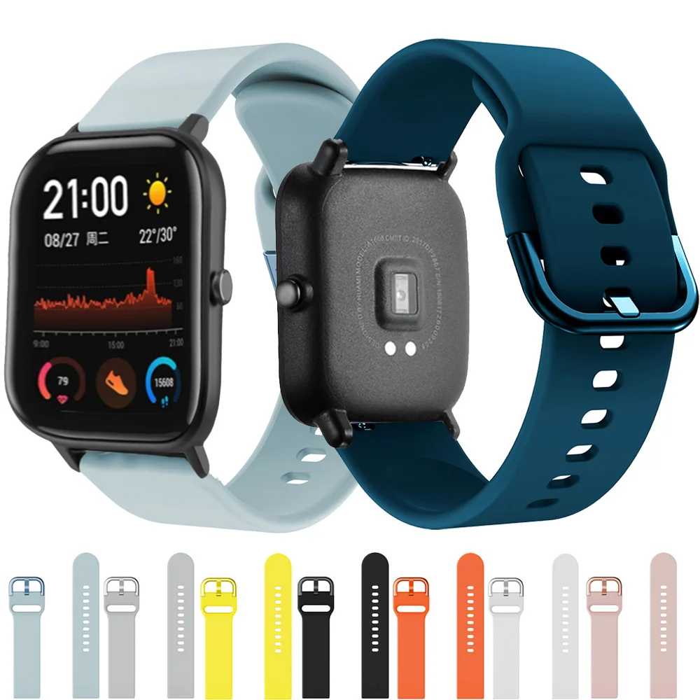ГОРЯЧИЙ Силиконовый ремешок для Amazfit Bip мягкий резиновый ремень Huami gtr 42 мм gts Smartwatch