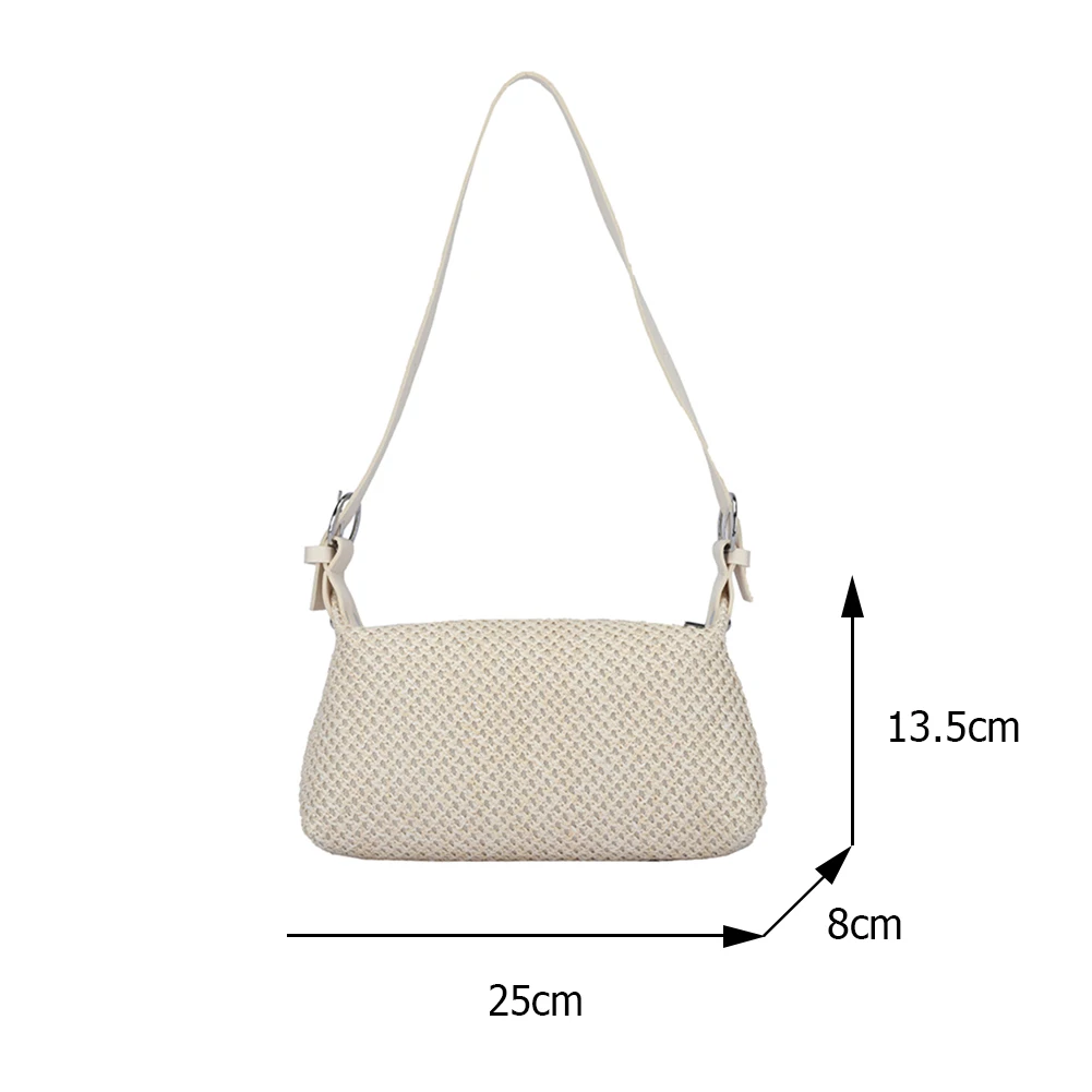 

Fashion Women Straw Woven Shoulder Underarm Bag Ladies Beach Vacation Summer Small Handbags Purse