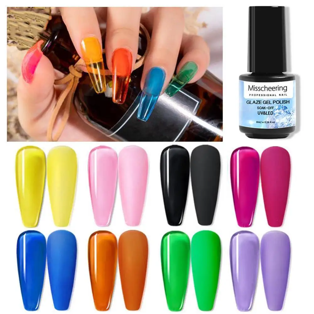 Полупрозрачный разноцветный глянцевый лак для ногтей 8 мл|Гель ногтей| |