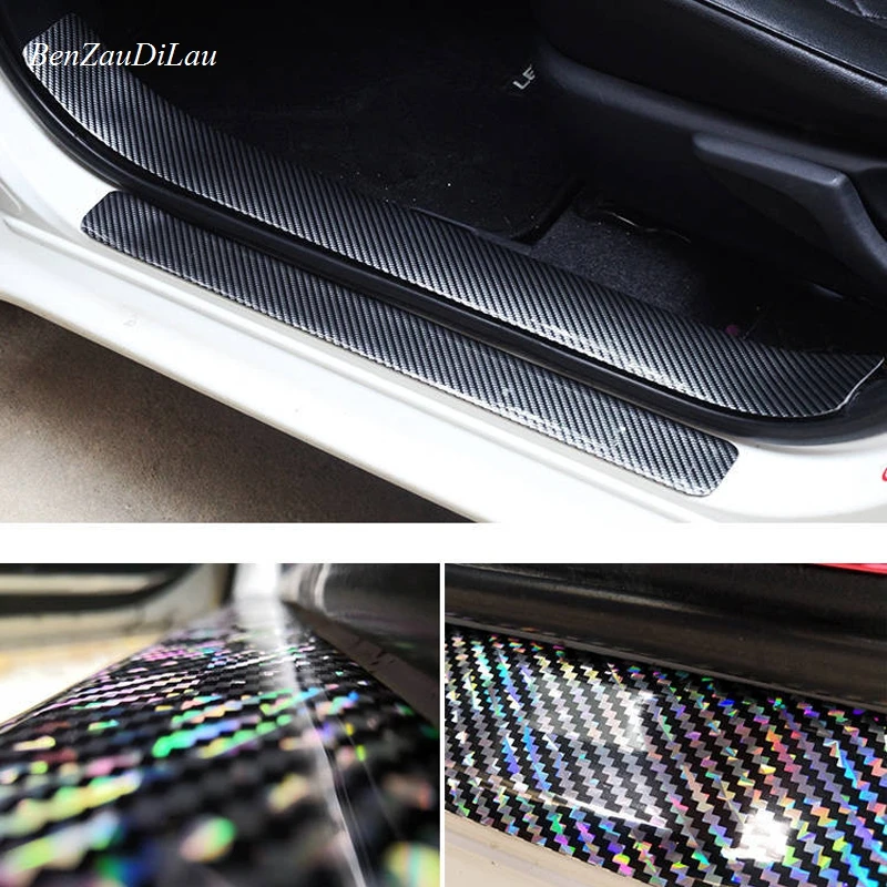 Наклейки для стайлинга автомобилей 5D углеродное волокно резиновый порог