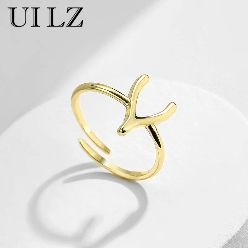 

UILZ 4pcs Daily Wear Women Fashion Jewelry Set Metal Gold Color Minimalist Necklace Earrings Adjustable Ring Sets for Girl 3228