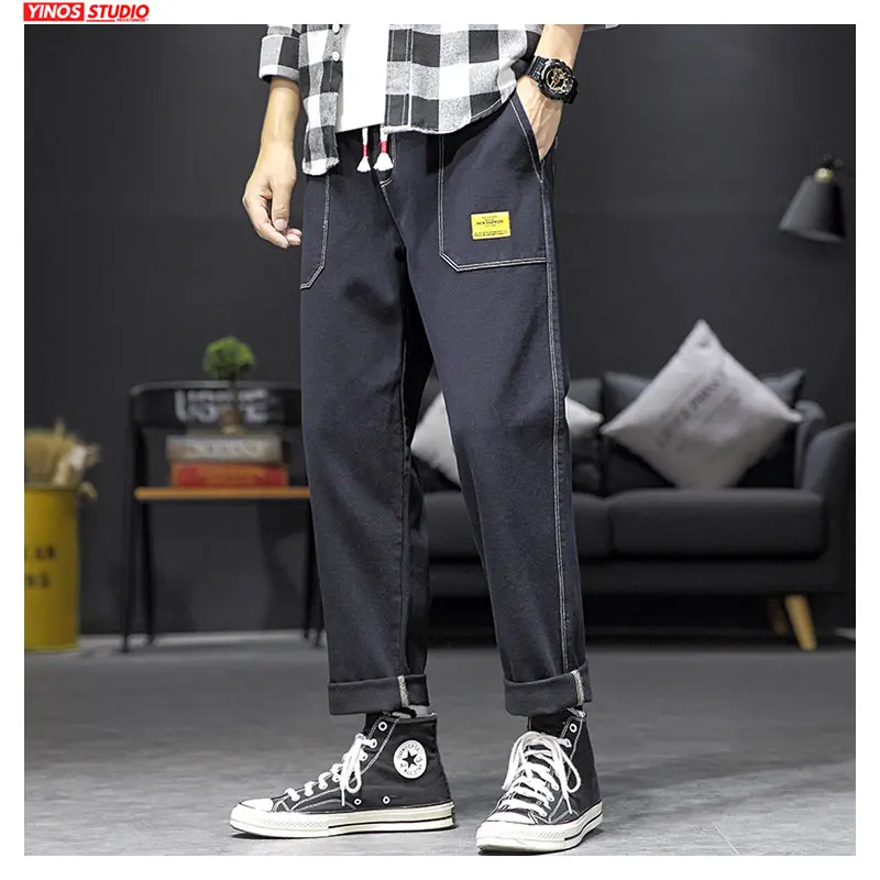 Прямая поставка Осенние японские мужские плотные штаны однотонные уличные с