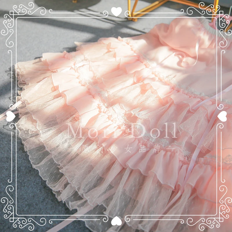 

Летняя новая кружевная вышитая Тюлевая японская мягкая удлиненная кружевная юбка для девушек в стиле «лолита»