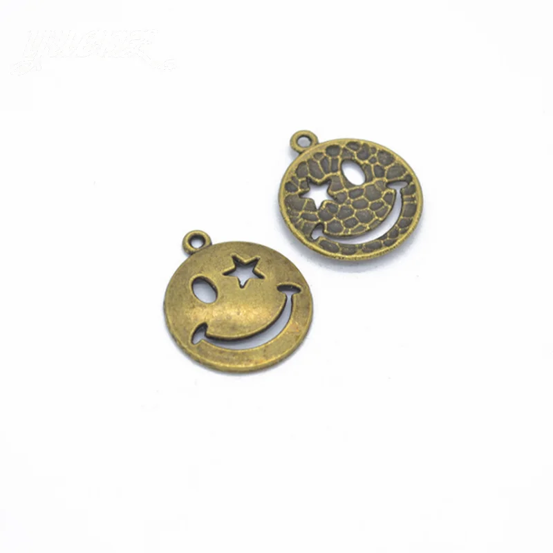 

60pcs/lot Retro Zinc Alloy Mini Smiley Face Charms Pendant For DIY Necklace Jewelry Making Accessories