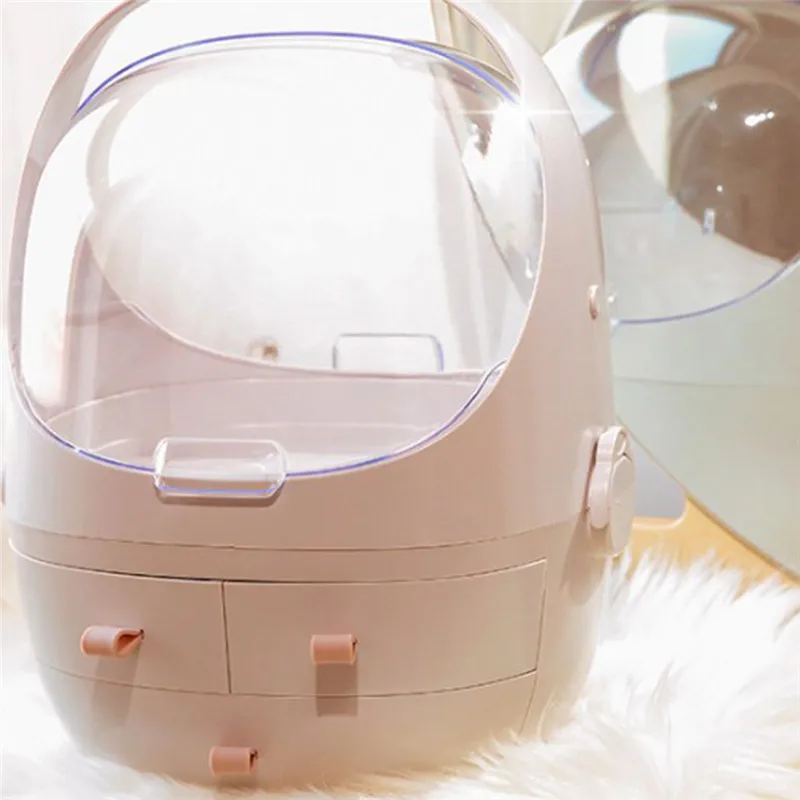 

Space Capsule Makeup Organizer Box Desktop Multi-Functional Plastic Display Cosmetic Storage Case With Drawers And Dustproof