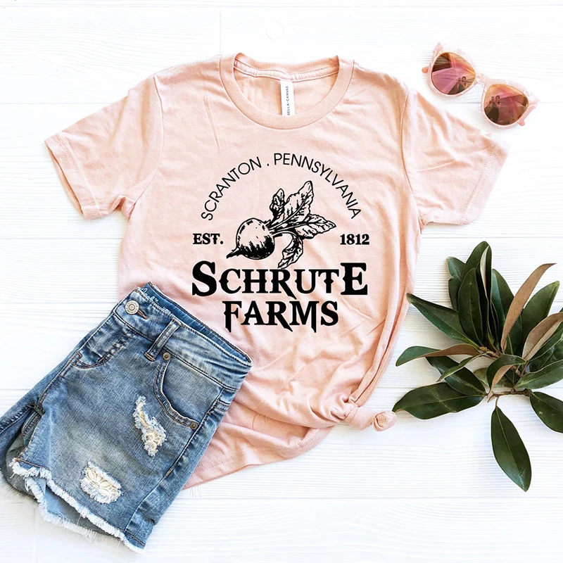 

Schrute Farms Shirt Schrute Farms Bed and Breakfast Cotton Womens T-shirt Funny Dwight Tee Dwight Office Top Grunge Aesthetic