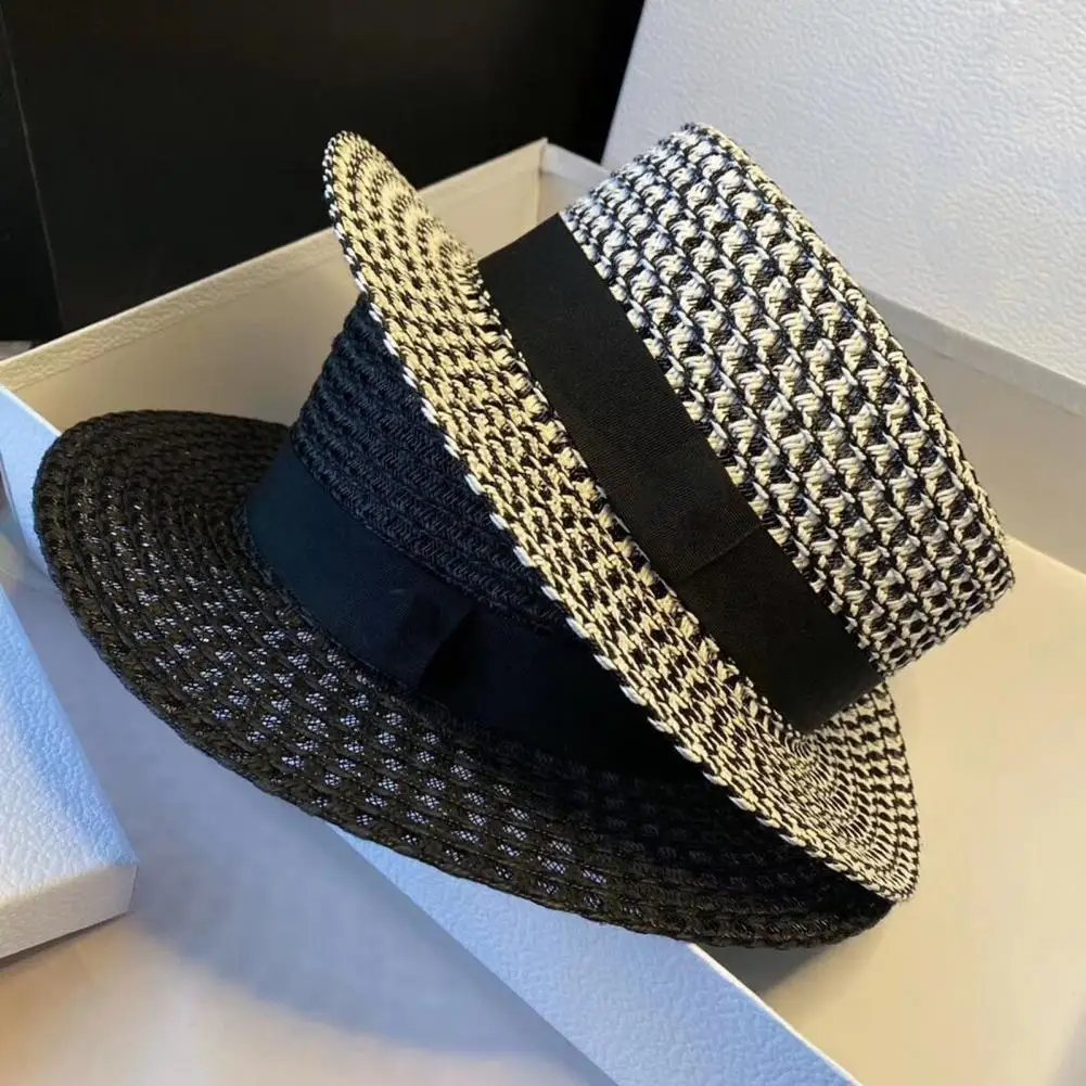 

Sun Hat Foldable UV Protection Weaving Women Bucket Hat Summer Vintage Jazz Caps Fedoras Spring Autumn Ladies Big Brim Hats 2021