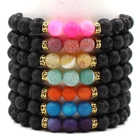 men 7 chakra bracelet black lava healing balance beads reiki buddha prayer natural stone yoga bracelet for women jewelry