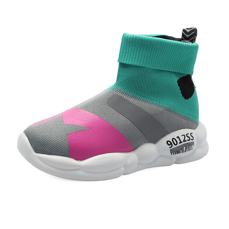 Spring Boots Shoes Woman Flats Sock Elastic Lightweight Shoes Casual Female Colorful Knit Sock Summer Mix Color Shoes - Цвет: green