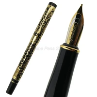 jinhao 5000 classic metal fountain pen dragon texture carving black golden writing gift pen for stationery fountain pen