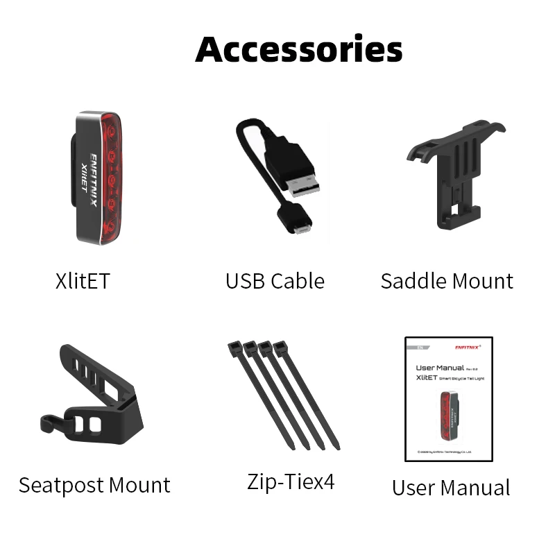 Enfitnix XlitET Auto Start Stop Brake Sensing Flashlight For Bicycle Rear Light LED USB Charging Cycling  XlIte100 Taillight