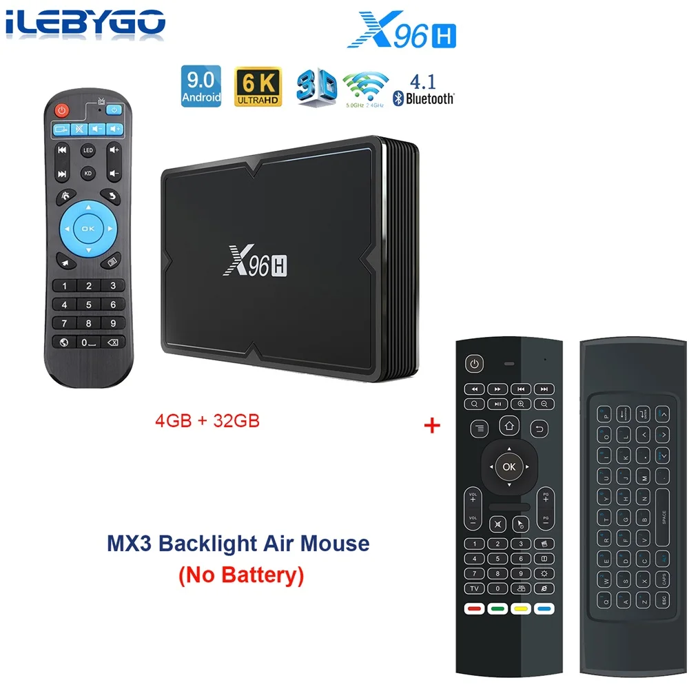 X96H Android 9,0 smart tv box, 4 Гб оперативной памяти, 32 Гб встроенной памяти, Bluetooth 4,1 2,4g/5g Wi-Fi hdmi в IPTV Set-Top box с 3 портами(стандарт порт 2G/16G медиаплеер PK X96 - Цвет: 4GB 32GB i8b