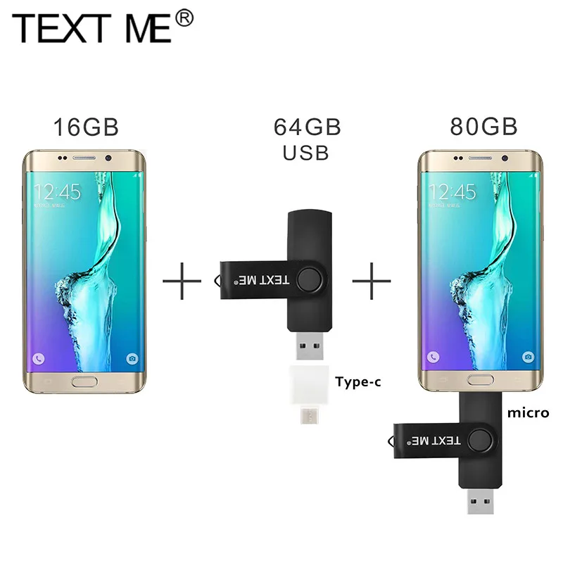 Usb флеш накопитель TEXT ME OTG usb 128 4/8/16/32/64/ГБ|USB флэш-накопители| |