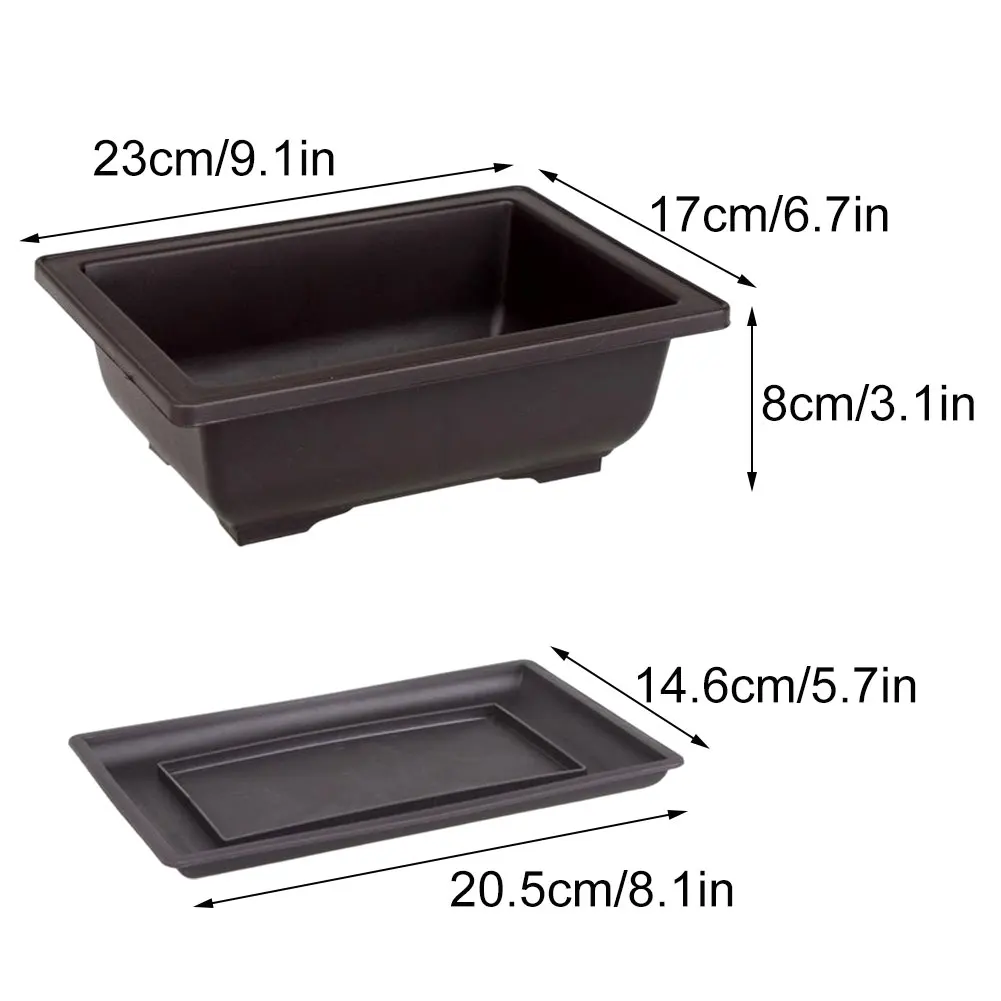 

Bonsai Training Pot Plastic Tray Rectangular Plant Flower Pot Succulent Planter With Tray 6PCSGarden Yard Living Room Decoration