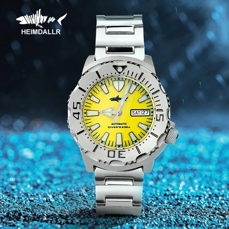 

Мужские часы с автоподзаводом Heimdallr V2 Monster Diver из нержавеющей стали с сапфировым стеклом, водонепроницаемые светящиеся часы с вращающейся ра...